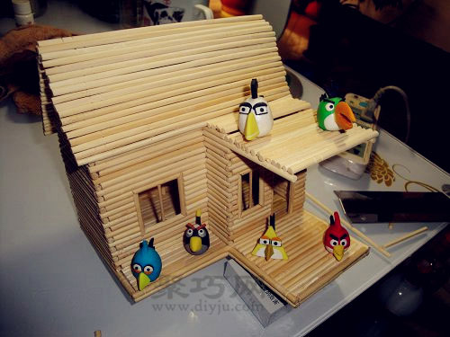 一次性筷子手工制作小房子 diy小木屋的